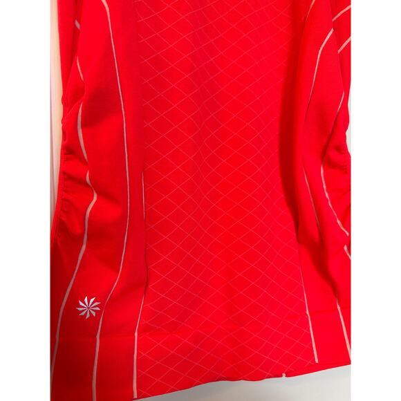 Women's Athleta Finish Fast Line Athletic Tank Top Neon Coral, White Lines - Picture 5 of 9